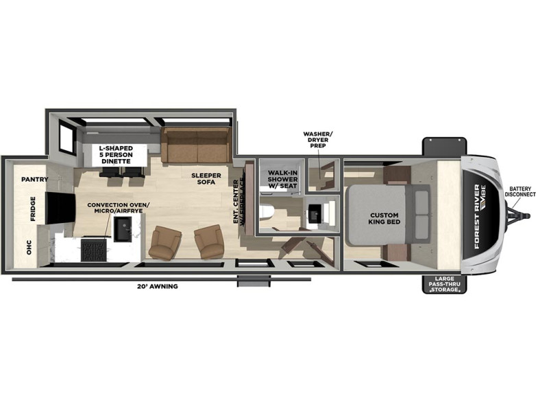 Floor Plan for Vibe Luxury Travel Trailer